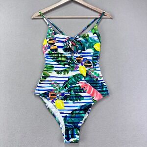 Red Carter One Piece Swim Suit Womens S Blue Striped Lemons‎ Cheeky